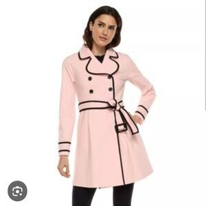 Elle Pink Trench Coat with Black Trim